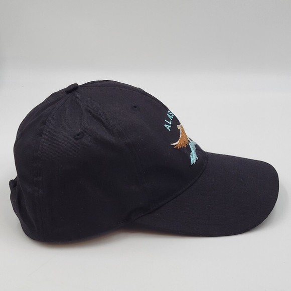 Alaska Flying Eagle Embroidered Logo Black Snapback Trucker Hat Cap 100% Cotton - Picture 3 of 9